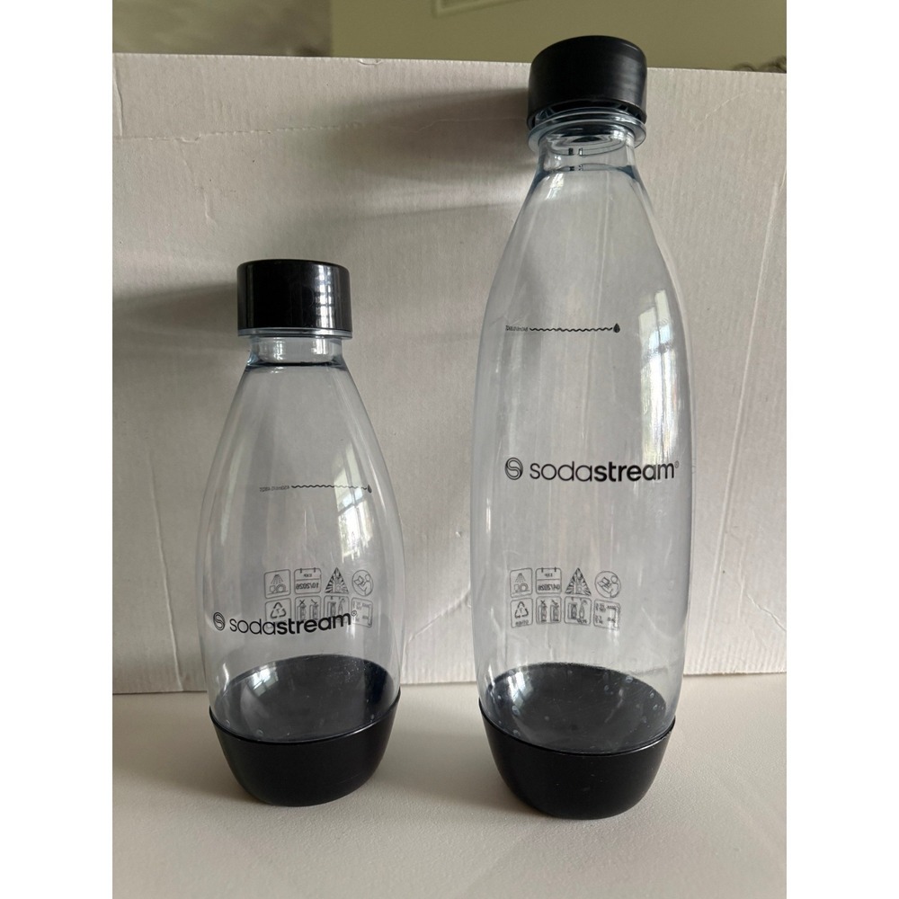 SodaStream Carbonating Bottles Set 1L 0.5L Clear Black Reusable BPA Free Eco